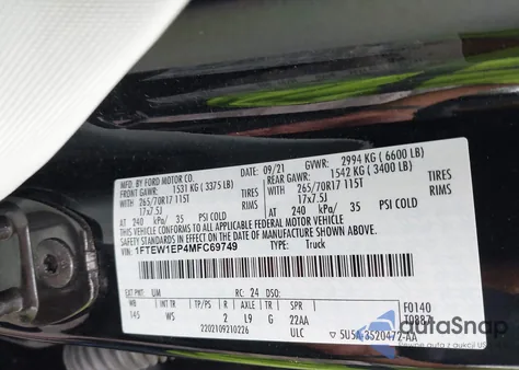 2021 Ford F-150 Xl from USA, damaged, VIN 1FTEW1EP4MFC69749